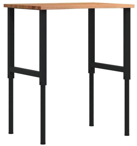Kangqiling Werkbank hellbraun 80 x 60 x (71,5-98) cm Eichenholz, Braun, 3309696