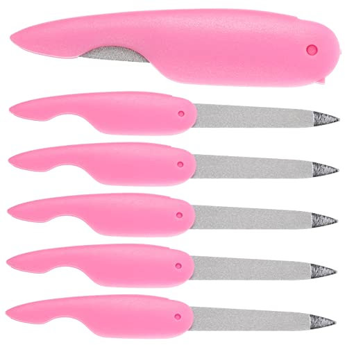 SOIMISS 6Pcs Mini Folding Nail Files Set Double-Sided Buffers for Nail Art Portable Manicure Tools for Home and Travel