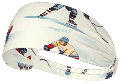 Elastisches Sport-Stirnband, Haarband, XBKGOHA Eishockey, bedruckt, weich, atmungsaktiv, schnelltrocknend