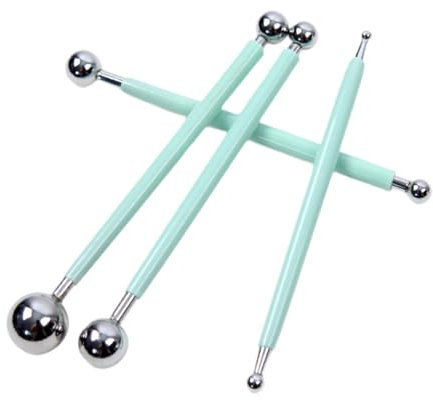 Qianly Lot de 4 stylets à bille pour décoration de gâteaux, gaufrage, poterie, mandala, outils de pointillage, Vert