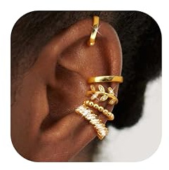 Morfetto Ear Cuff Gold für Damen 5Paar Ohrringe Ohne Ohrloch Ohrclips Damen Ohne Ohrlöcher Ohrmanschette Silber Ohrringe Vergoldet Fake Piercings in Geschenkbox