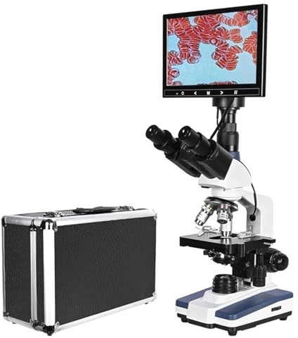 Microscope, Professional 5MP Digital Trinocular HD biological Lab Microscope USB LED + electronic eyepiece +9-inch LCD,Lab & Scientific Products