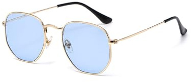 WDZAYXC Lunettes de soleil polygonales tendance pour homme et femme, monture en métal léger