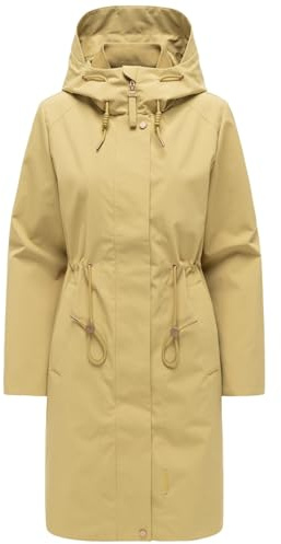 MARIKOO Damen Parka (S-3XL) mit Kapuze, verstellbarem Taillenzug und Eingrifftaschen mit Blende - N136