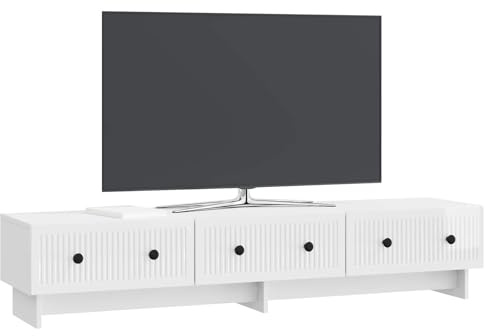 vidaXL TV-Schränk Hochglanz Weiß 147 x 34,5 x 30 cm Holzwerkstoff, Wohnzimmer, Vintage-Stil, rechteckiger TV-Ständer, viel Stauraum, Moderne Medien-Einheit, Holzschrank