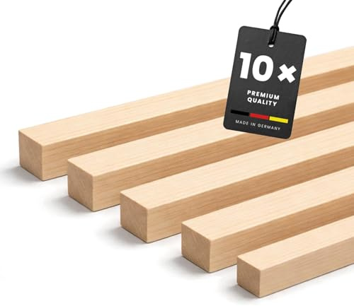 KGM Holzstäbe - Quadratleiste Kiefer Roh - 900 x 10 x 10 mm - 10 Stk. | Massivholz, unbehandelt, überstreichbar, glatte Oberfläche, Kantholz für Möbelbau, lösemittelfrei, kürzbar ohne Gehrung