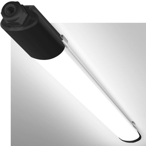 zemty Feuchtraumleuchte LED Röhre 60CM, 3000K/4000K/6500K 18W 1980LM | LED Deckenleuchte, IP65 Wasserfest Schwarz Lichtleiste, Kellerlampe, Werkstattlampe, Küchenlampe, Badlampe