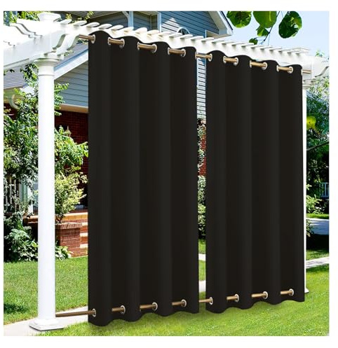 Rideaux d'extérieur occultants imperméables 122 x 200 cm – Rideaux coupe-vent à œillets pour terrasse et balcon – Personnalisés pour un maximum d'intimité et de style