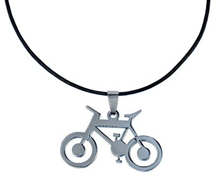 Miniblings Fahrrad Freizeit Lederkette Halskette - Handmade Modeschmuck I Kette mit Anhänger Länge:- 45mm Sommer Sport Bewegung Lederkette Herrenkette