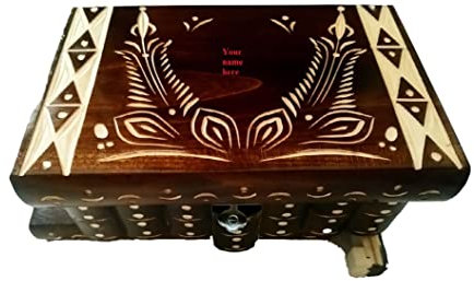 Neu Groß Holz Braun personalisierbar Abenteuer Schatz Puzzle Kasten Rätsel Geheim Schön handgeschnitzte Holz Schmuck Aufbewahrungs box Fall Besondere Holz Spielzeug