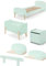 'Autobett kico0993 Kiddy Kombination 6-teilig: Bett, Nachttisch, Wandregal 45 cm, Wandregal 65 cm, Spielzeugkiste und Sicherheit des Bettes Mintgrün MDF und Kiefer massiv 206, 6 x 96 x 72 cm