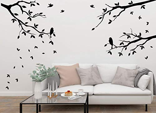 3er Set Äste inkl. Vögel + frei fliegende Blätter im Set - Wandtattoo-Wandaufkleber mit Größen Farb u. Ausrichtung frei wählbar!