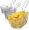 com-four® Lot de 6 mini paniers à frites (4,5 x 11 x 7 cm) – Corbeille snack en acier inoxydable 430 – Petits paniers de friture argentés avec poignée – Panier de service (Panier - 06 pièces)