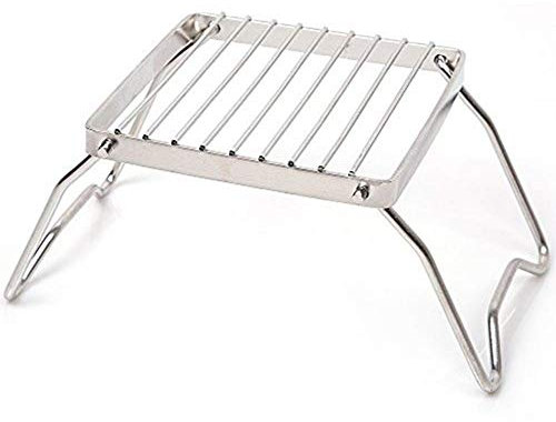 Turbokey Backpacking Gas Burner Stove Portable Open Fire Stand Rack Lightweight Outdoor Mini Folding Compact Charcoal Barbeque Grill for Picnics, Bushcraft，Backyards, Survival (Large)