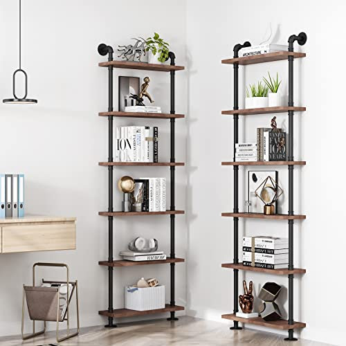 Industrielle Rohrregale, rustikale Holzleiter, Bücherregal, Wandmontage, Regal für Wohnzimmer-Dekoration und Aufbewahrung