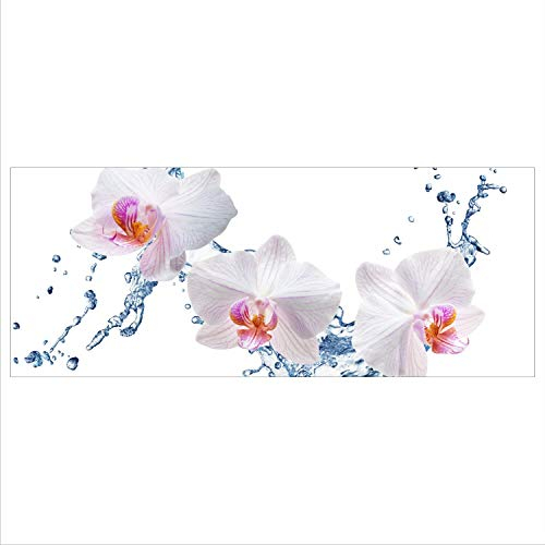 decorwelt Glasbild 125x50 XL Orchidee Weiß Panorama Wandbild Glasbilder Modern Deko Glas
