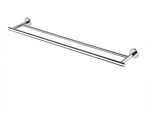 KES Barre Porte-Serviettes Double Porte Serviette Salle de Bain Acier Inoxydable SUS304 Support Serviette Porte Torchon Cuisine Mural 75cm Poli, A2001S75