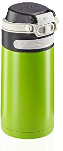 Leifheit Flip Bouteille Isotherme (350 ML) avec Bouchon à vis, mug Voyage avec Fermeture 100% Anti-Fuite, mug étanche avec Ouverture à Une Main, Vert