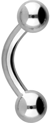 PIERCINGLINE Chirurgenstahl Banane 2 KUGELN Gebogener Piercing Stab Augenbraue Intim Brust Ohr Silberfarben 3 x 1,2 x 5 mm