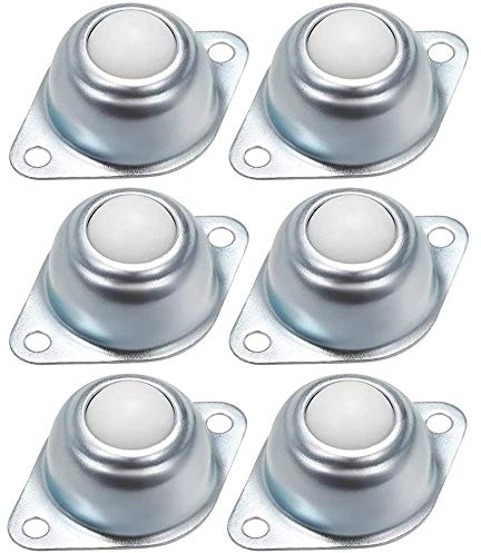 AMACOAM Kugelrollen Möbelrollen Klein Nylon Möbelrollen Transfer Bearing Möbelrollen Flach Ball Roller 2 Löcher Transfer Einheiten für Möbel Gepäck Schiebe Schlitten Förderrolle 16mm 6 Stück