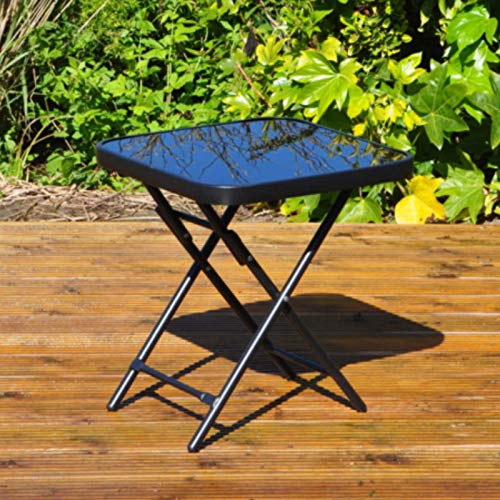 Be-Creative Table d'appoint pliante en verre noir 45 x 45 cm