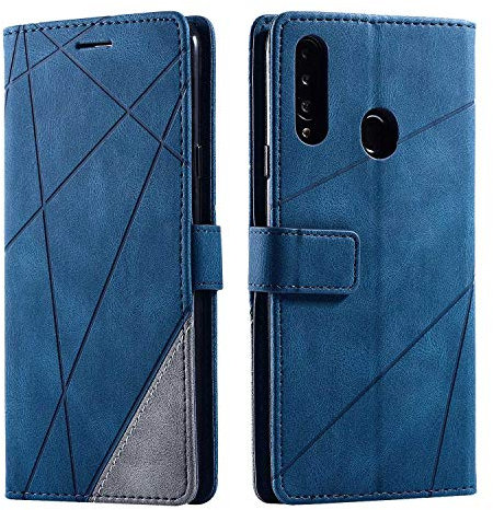 SONWO Hülle für Samsung Galaxy A20S, Premium Leder PU Handyhülle Flip Case Wallet Silikon Bumper Schutzhülle Klapphülle für Galaxy A20S, Blau