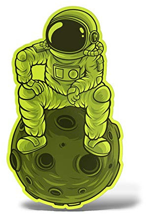 ERREINGE Sticker Neon Gelb 12 cm – Astronauta Space NASA Luna – Aufkleber Wandaufkleber Vinyl Laptop Auto Motorrad Wohnmobil