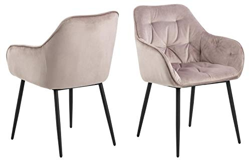möbelando Armlehnstuhl >Brooke< (2er-Set) in Dusty Rose aus Metall,Stoff - 58x83x55cm (BxHxT)