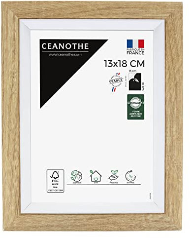 Ceanothe Cadre Photo 13x18 cm Brut et Blanc Convient au A6 et Carte Postale Baguettes avec finition intérieure de la Collection Actual Verre acrylique Incassable Fabriqué en France