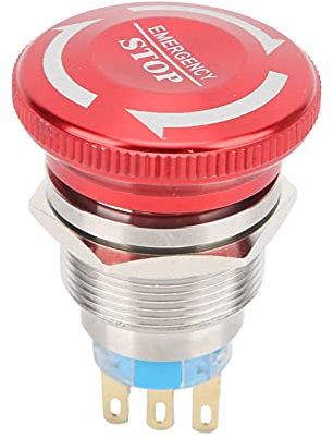 Interrupteur à Bouton-poussoir D'arrêt D'urgence de Dispositif de 22 Mm, Interrupteur étanche Interrupteur à Bouton de Tête de Champignon à Verrouillage Automatique(6 Pin)