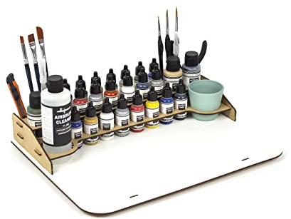PROSCALE Mesa de trabajo soporte organizador pinturas modelismo miniaturas. Kit mesa trabajo paint station pinturas pinceles vallejo miniaturas warhammer maquetas (Mesa A)