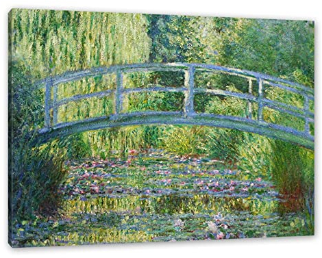 Pixxprint Claude Monet - japanische Brücke über den Seerosenteich II, Größe: 60x40cm, Leinwandbild, fertig gespannt, Wandbild, Dekoration, Kunstdruck, kein Poster