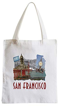 Fabulous Große Einkaufstasche Tragetasche San Francisco Vintage Collage Reisen Vereinigte Staaten Postkarte