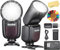 Godox V1-S Rundkopf Kamerablitz für Sony Blitzgerät + Weiß Blau Gelb Diffusor + Reflektor +20 Farbfilter,76Ws 2.4G TTL 1/8000 HSS, 480 Aufnahmen mit Voller Leistung,1.5s Ladezeit,2600mAh Li-Ionen Akku