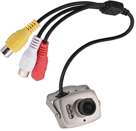 Yunseity Mini Camera, 3.6mm 6 LEDs Wired CMOS Audio/Video CCTV Surveillance Camera, Micro Night Vision Digital Video Camera Support PAL/NTSC(PAL system)