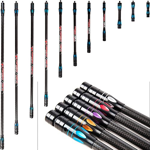 wolfman Bogenschießen Bogen Stabilisator Ausgleichsstange 4-34 Zoll Kohlefaser Stabilisatorstange Dämpfungsgewicht Stoßdämpferstange für Compoundbogen Recurvebogen Jagdzubehör (34 Zoll, Blau)