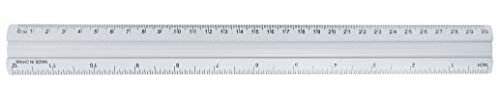 Interdruk Aluminium-Lineal - 30 cm - mit Umrechnung von Zoll auf Millimeter