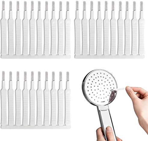Brelet 30 Stück Bürste zur Reinigung von Duschkopfen, Mini-Bürste für kleine Löcher, Mehrzweck-Anti-Verstopfung, Zahnbürste für Kopfhörer, Telefon, Sprinkler, Nylonborsten, Weiß