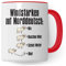 Tasse Windstärken auf Norddeutsch Kaffee-Tasse Schaf Geschenkidee für Norddeutsche Norddeutschland Meer Nordsee Ostsee Kaffeebecher (Weiß/Rot)