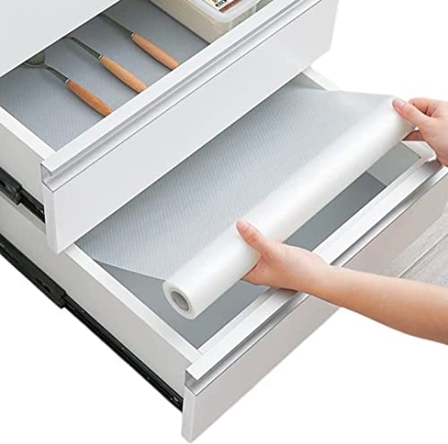 Kitchen Drawer Liners by Linda’s Essentials (44.5 x 500 cm) - Non-Slip Cupboard & Fridge Mats, Protects from Spills, Multi-Use Shelf & Cabinet Liner, Great Kitchen Accessory (Clear)