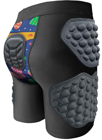 Topeter Youth Padded Undershorts Boys Slider Shorts Girls Protective Padded Shorts Hip Protection for Skateboard Butt Padded Short Pants Yellow YS