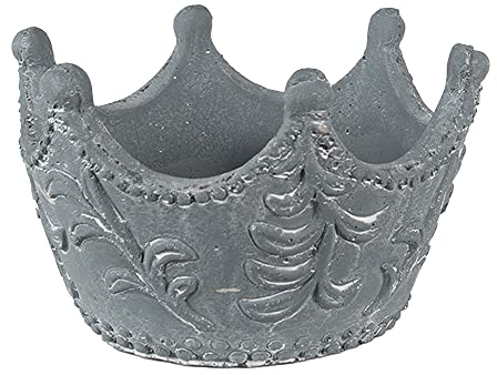 Clayre & Eef Blumentopf Indoor Krone 18x17x12 cm Grau Stein