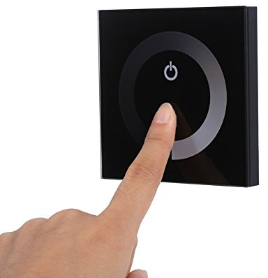 Touch Screen Dimmer, Single Colour Touch Screen Wall Switch Controller LED Strip Light DC 12V-24V (Black)