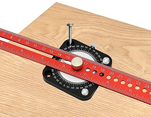 Frunimall Holzarbeiter Randregel,Holzbearbeitung Kantenlineal,360° Einstellbare Winkel,Holzbearbeitung Winkelmesser,Woodworkers Edge Rule,Winkelmesswerkzeug Lineal(11.81 Zoll)