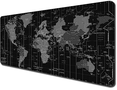 Sous-main de bureau, tapis de souris, sous-main de bureau avec base antidérapante et bords cousus, tapis de clavier à motif personnalisé pour ordinateur portable, bureau et maison, 80 x 40 cm, carte