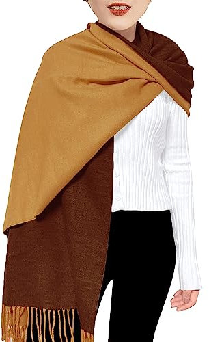 ehsbuy Winter Schals & Tücher für Damen Reversibel Kaschmir Schal Wendbarer Schultertuch Langer Großer Wärmeschal mit Quaste für Hochzeits Geschenke