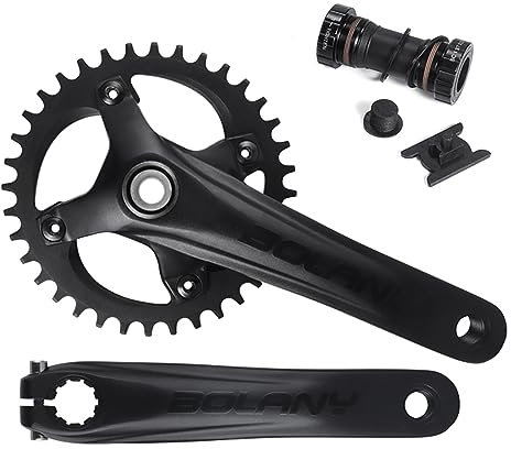 BOLANY Mountainbike-Kurbelgarnitur, hohl, integriert, MTB, rund, 104 BCD 170 mm, Kurbel, 32/34/36T, kompatibel mit Shimano, SRAM, FSA (34T)