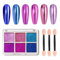 GZMAYUEN Solid Chrome Mirror Powder - 6 Colors Metallic Nail Pigment, Glitter Gold Silver Laser Gel Chrome for Nails
