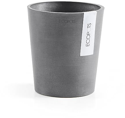 Ecopots Blumentopf Morinda für Orchideen - grau - Durchmesser Ø 14 cm rund - mit Wasserablauf - Pflanzentopf aus Recycling Kunststoff - modern für Indoor und Outdoor