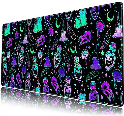 Goth Schreibtischunterlage - Großes Gaming-Mauspad XL, Dunkelschwarz, Lila - Cooles Anime-Design, Erweitertes XXL Mauspad für Computer und Laptop